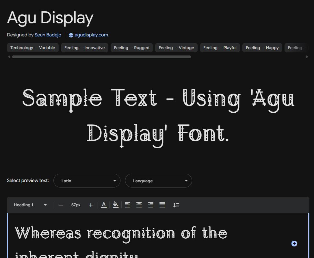 Image sample preview for text using Agu Display font family