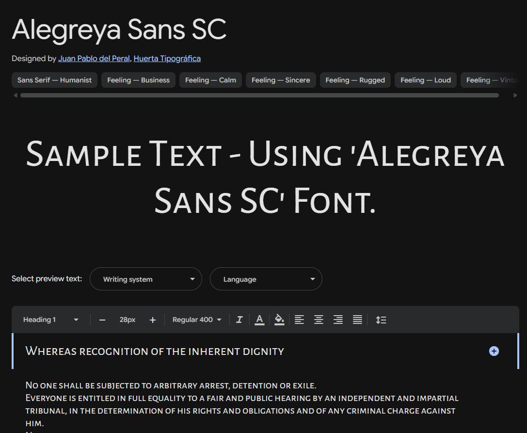Image sample preview for text using Alegreya Sans SC font family