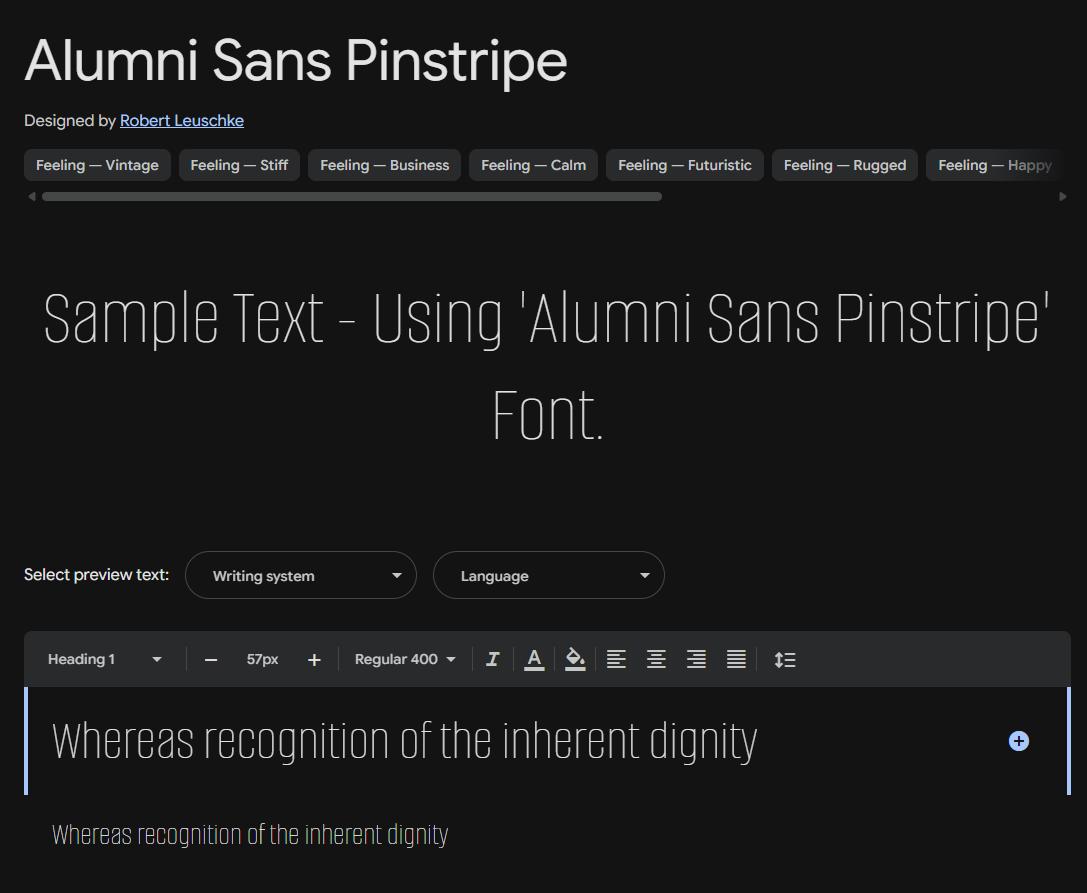 Image sample preview for text using Alumni Sans Pinstripe font family