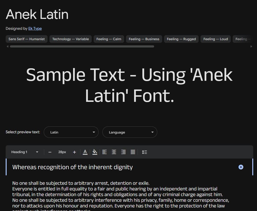Image sample preview for text using Anek Latin font family