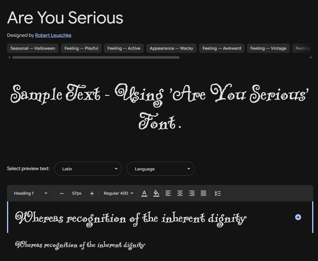 Image sample preview for text using Are You Serious font family