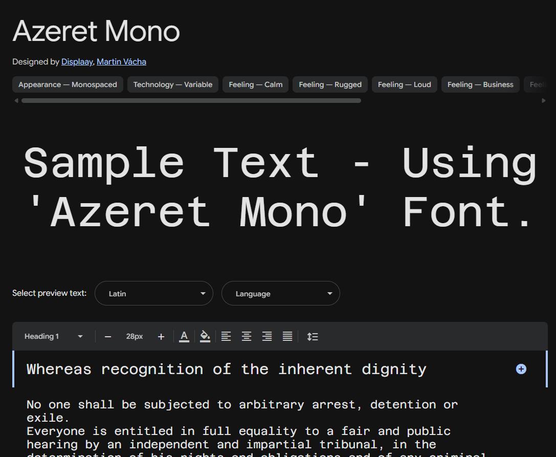 Image sample preview for text using Azeret Mono font family