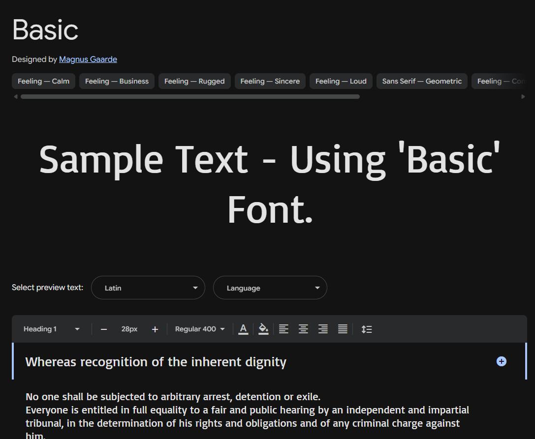 Image sample preview for text using Basic font family