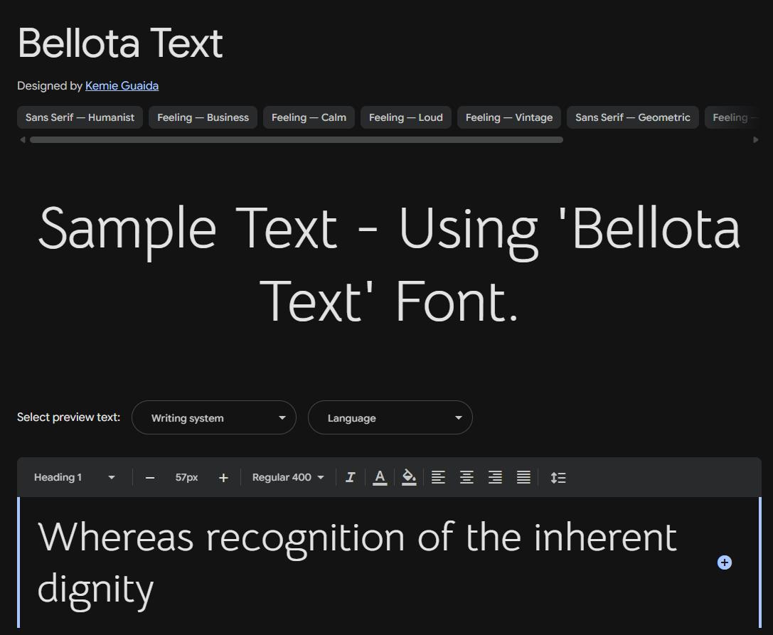 Image sample preview for text using Bellota Text font family
