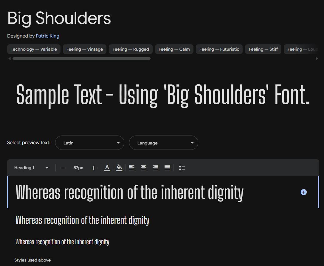 Image sample preview for text using Big Shoulders font family