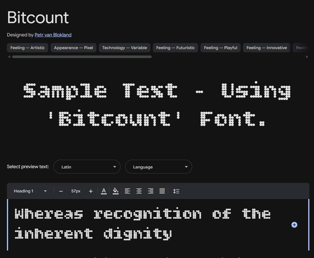 Image sample preview for text using Bitcount font family