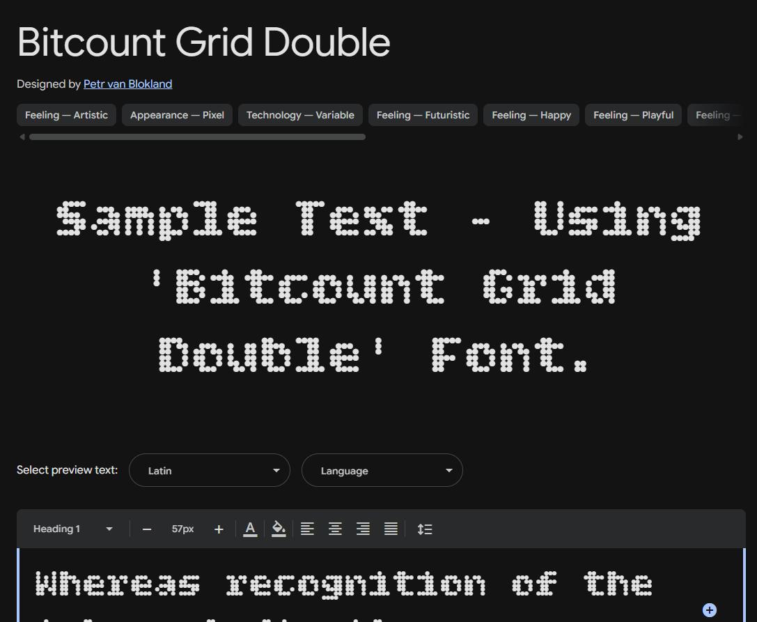 Image sample preview for text using Bitcount Grid Double font family