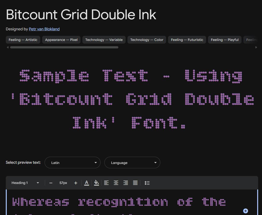 Image sample preview for text using Bitcount Grid Double Ink font family