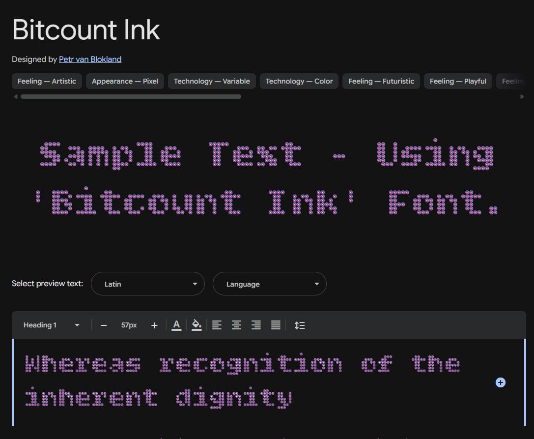Image sample preview for text using Bitcount Ink font family