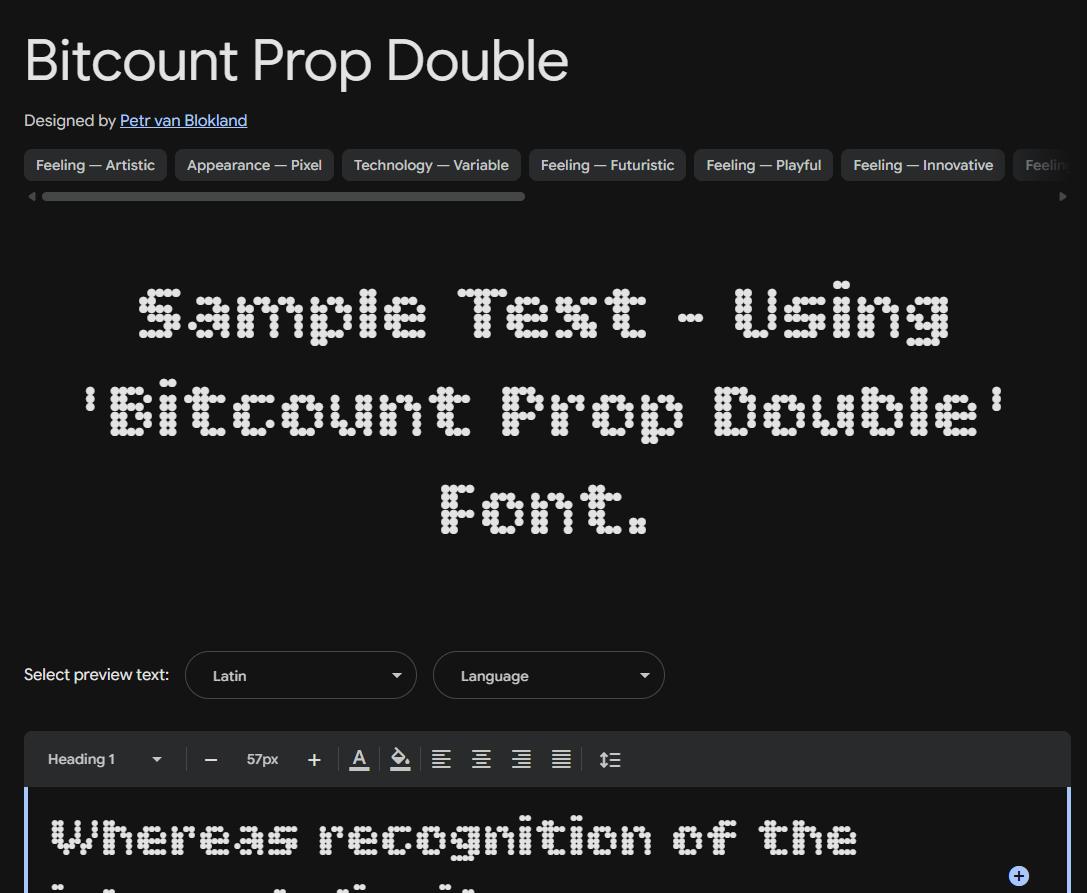 Image sample preview for text using Bitcount Prop Double font family