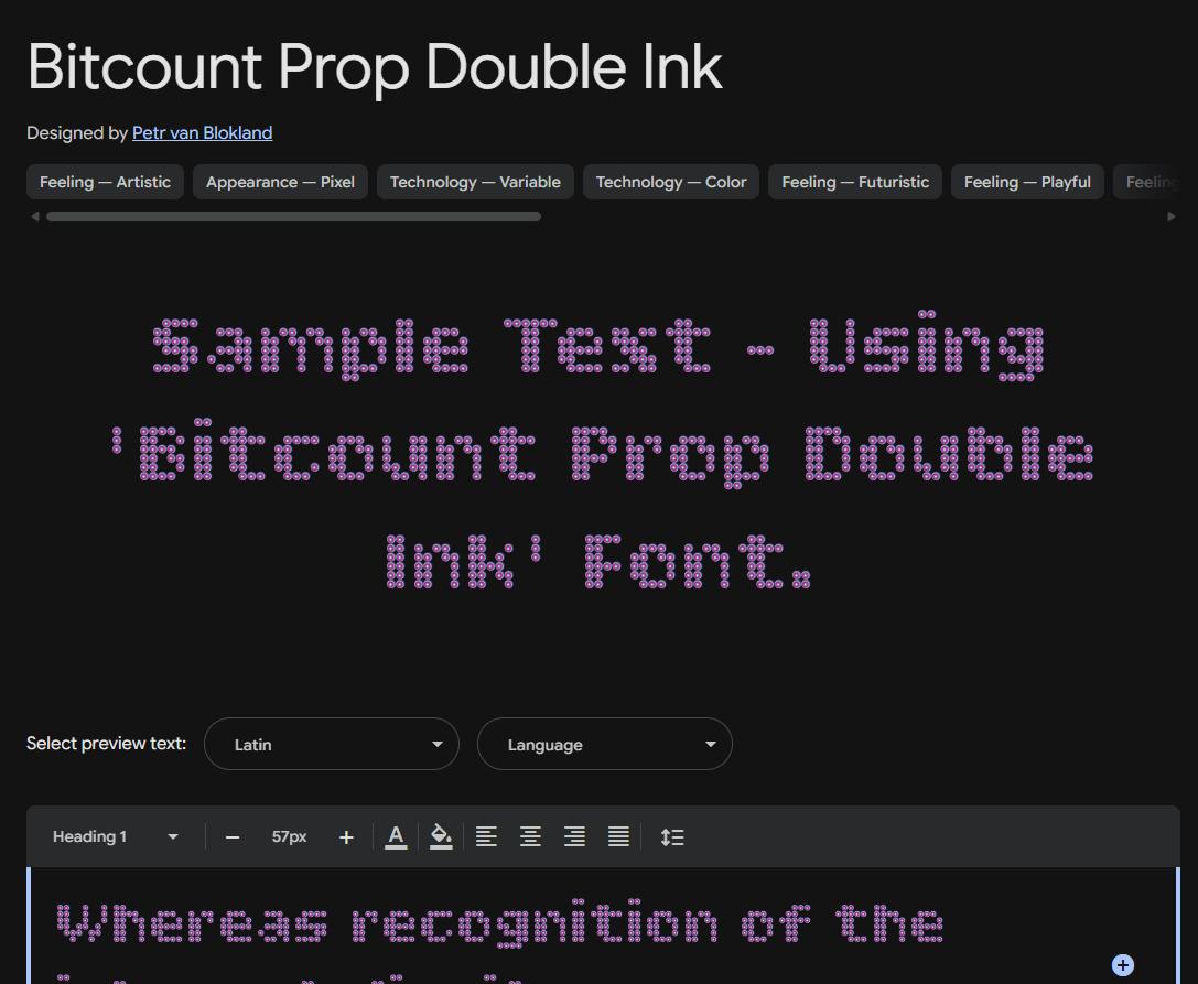 Image sample preview for text using Bitcount Prop Double Ink font family
