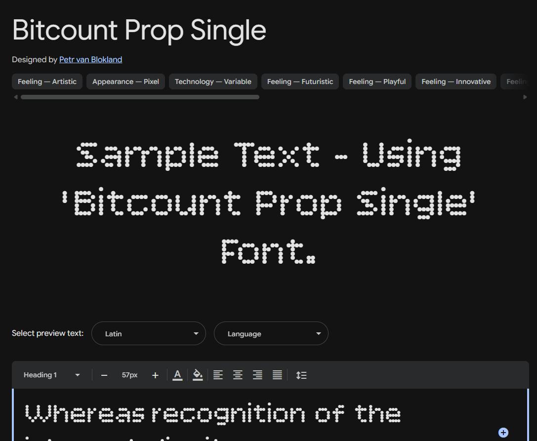 Image sample preview for text using Bitcount Prop Single font family