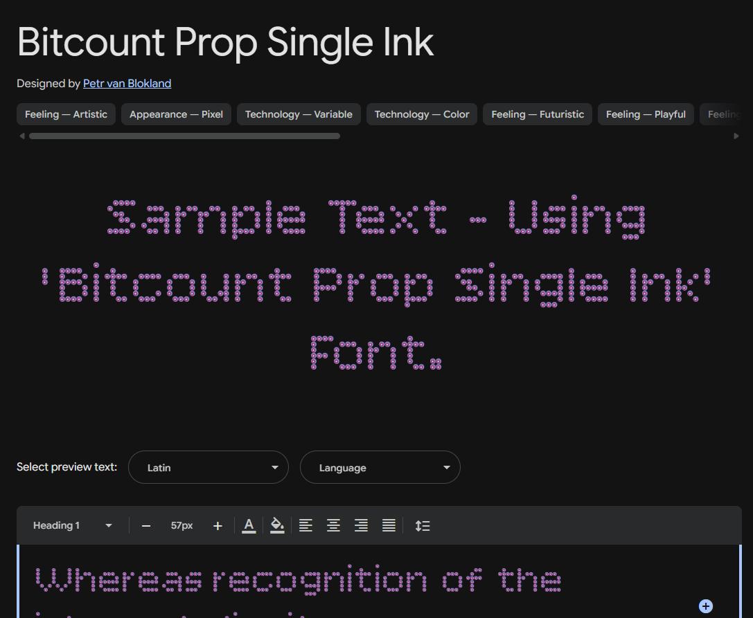Image sample preview for text using Bitcount Prop Single Ink font family