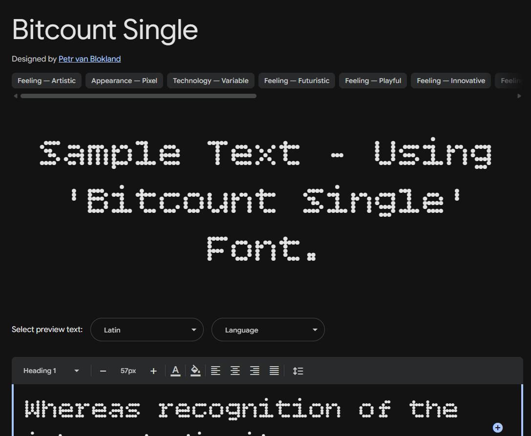 Image sample preview for text using Bitcount Single font family