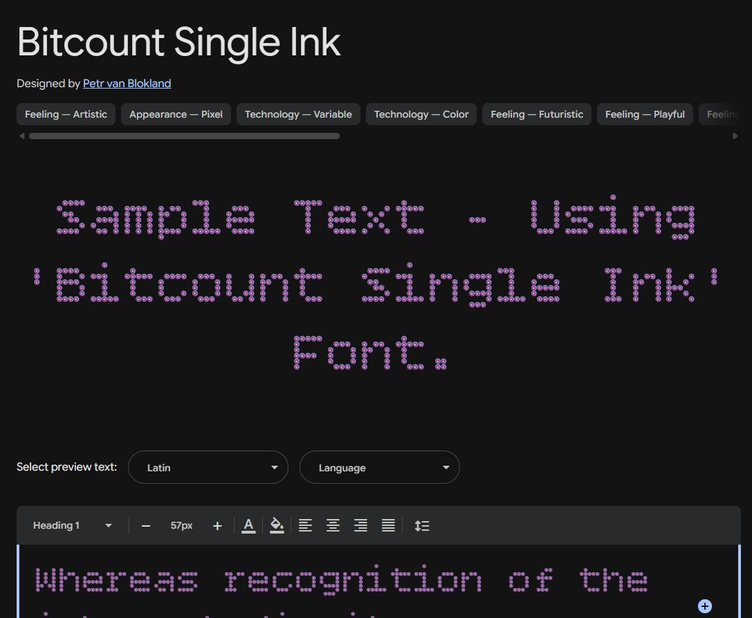 Image sample preview for text using Bitcount Single Ink font family