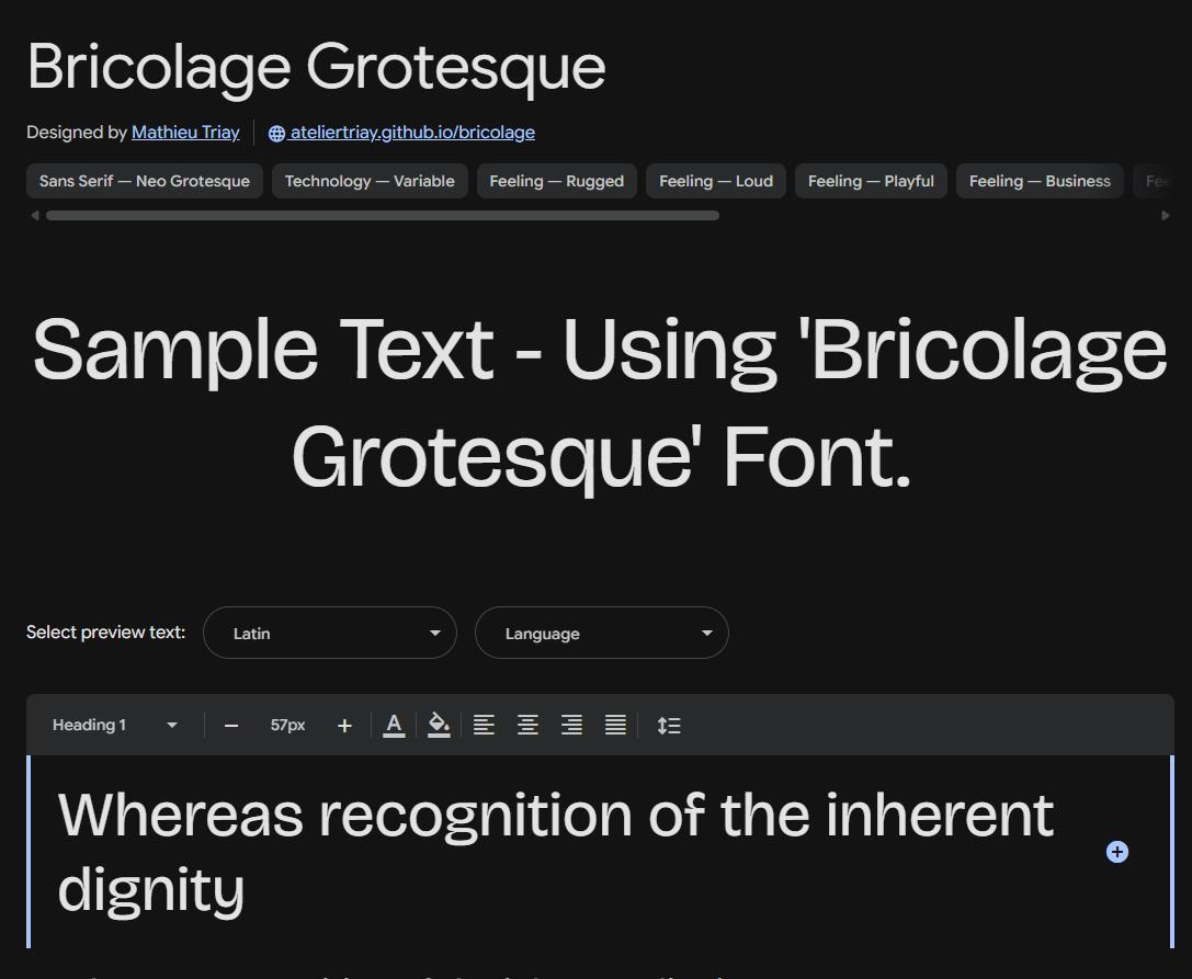 Image sample preview for text using Bricolage Grotesque font family