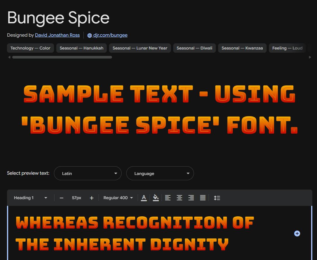 Image sample preview for text using Bungee Spice font family