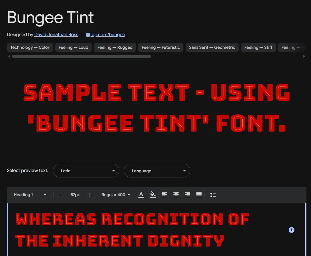 Image sample preview for text using Bungee Tint font family