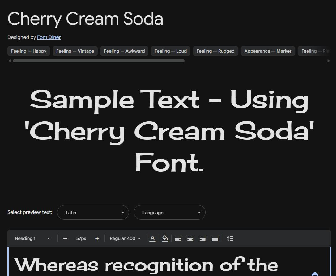 Image sample preview for text using Cherry Cream Soda font family