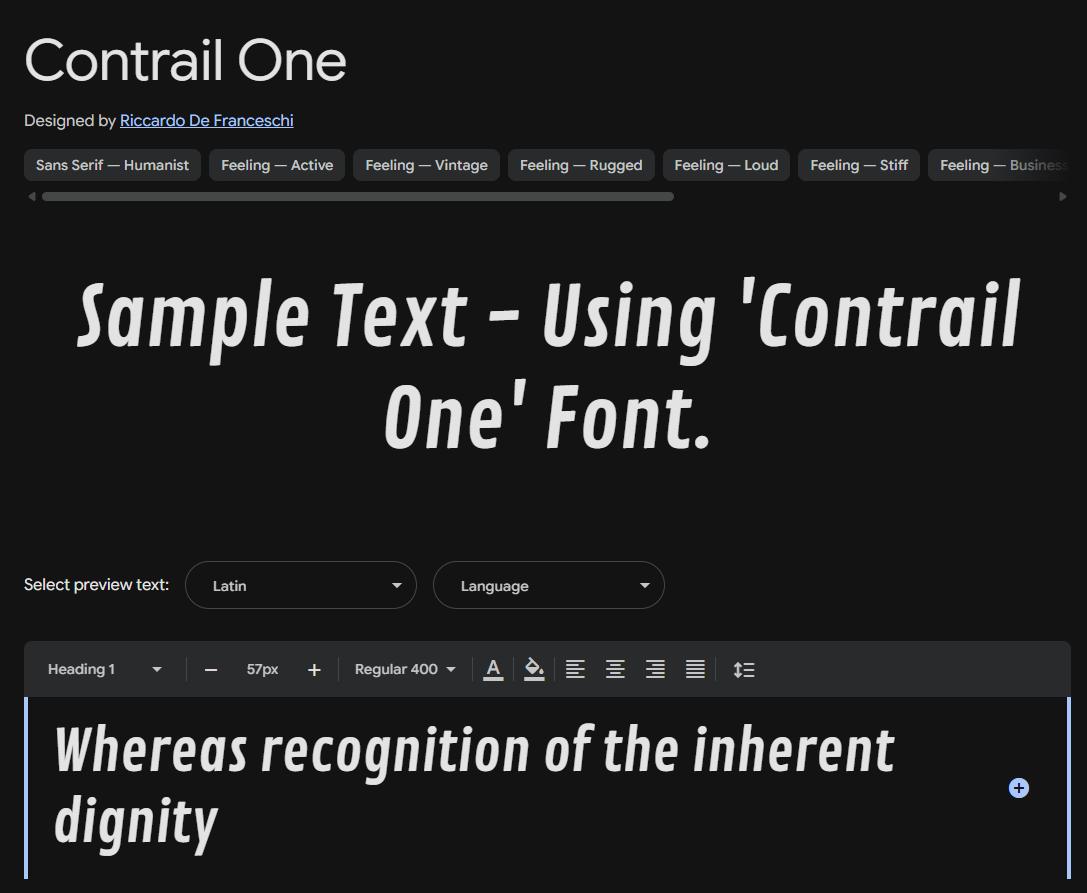 Image sample preview for text using Contrail One font family