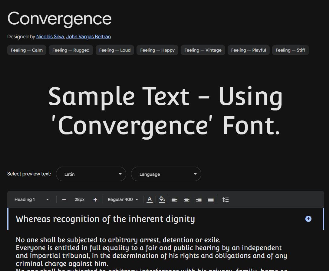 Image sample preview for text using Convergence font family