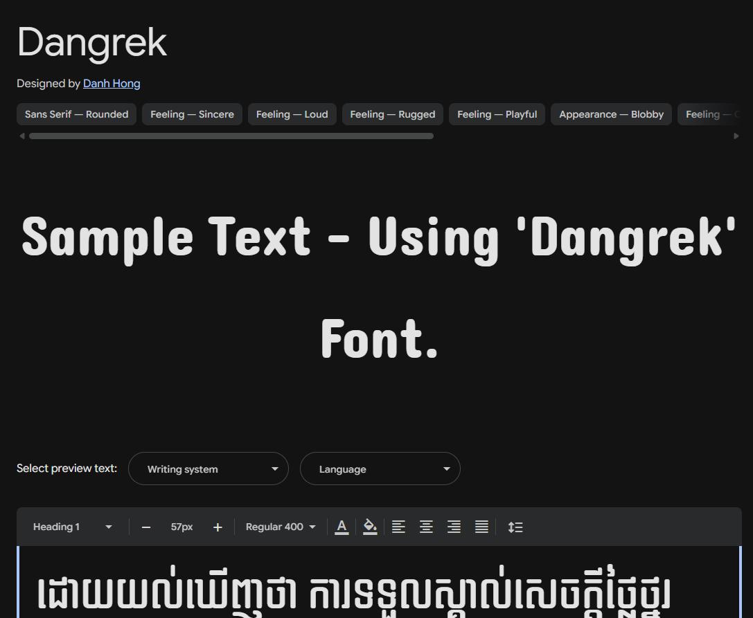 Image sample preview for text using Dangrek font family