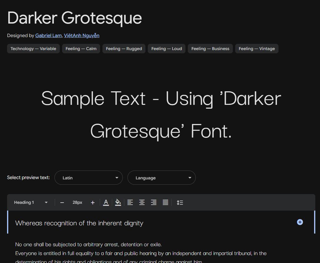 Image sample preview for text using Darker Grotesque font family