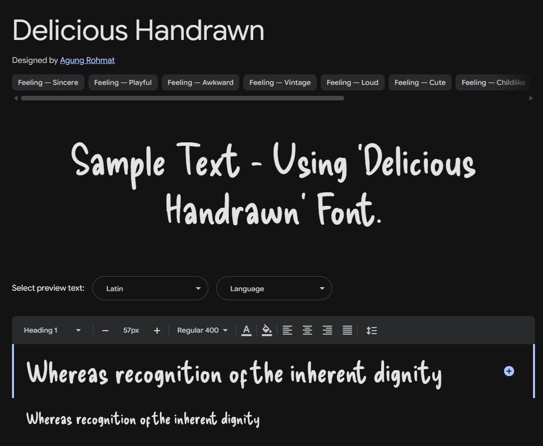 Image sample preview for text using Delicious Handrawn font family