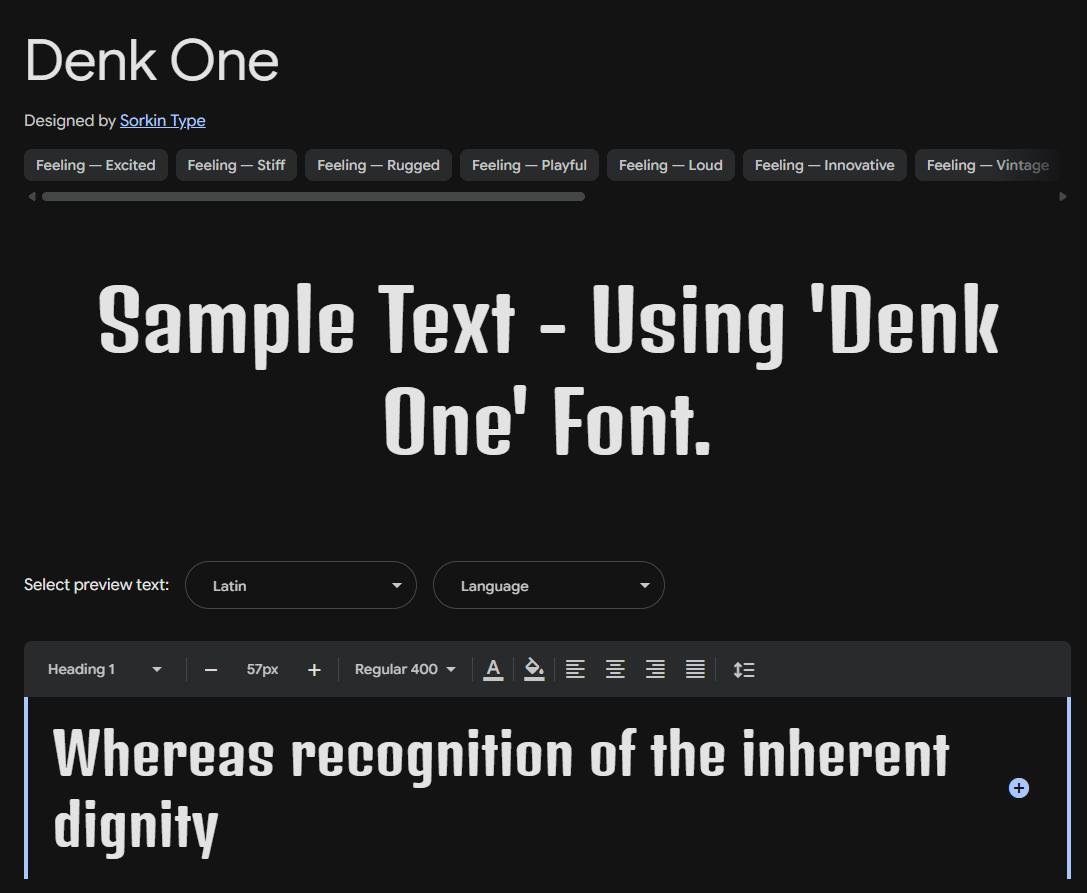 Image sample preview for text using Denk One font family