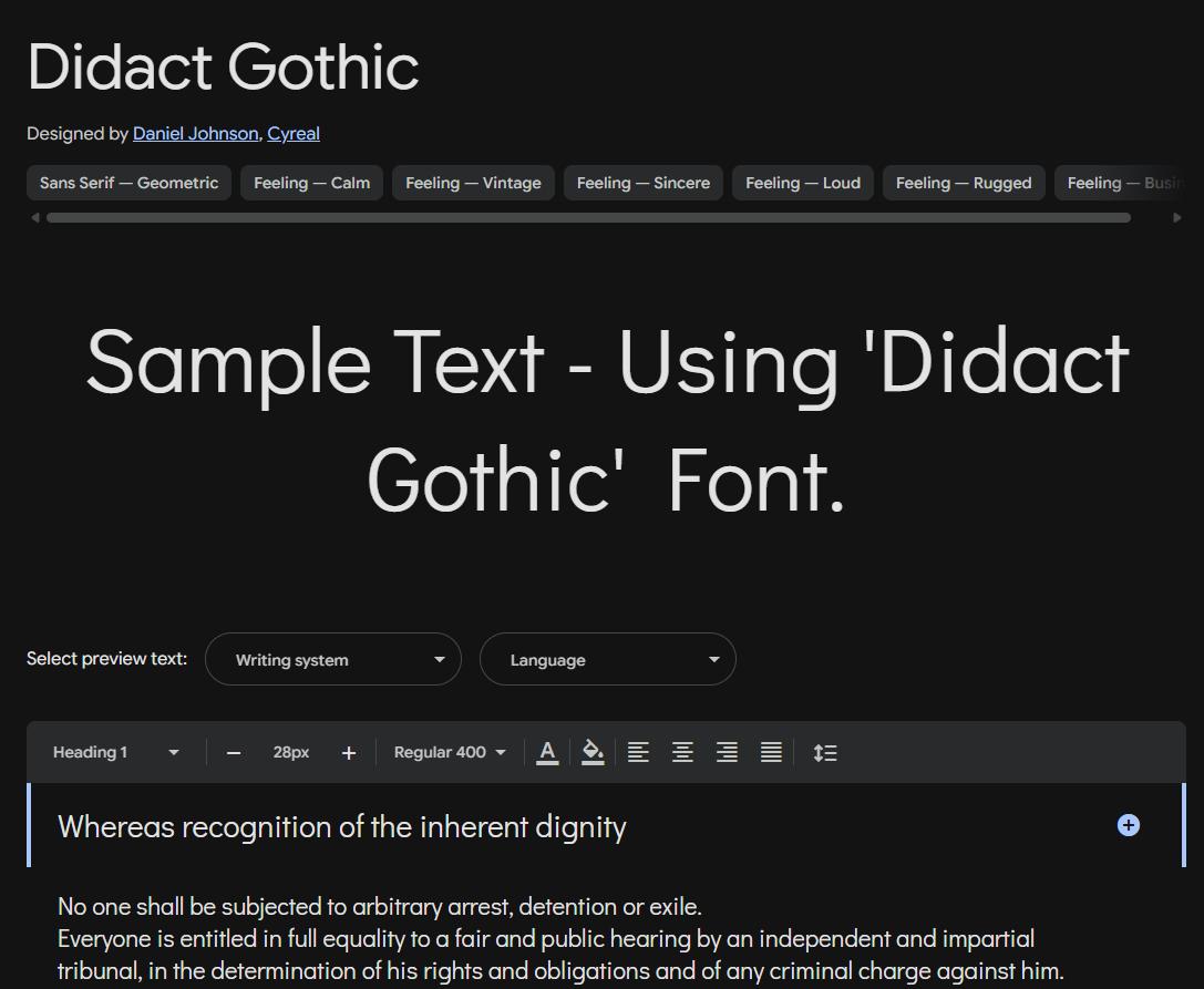 Image sample preview for text using Didact Gothic font family