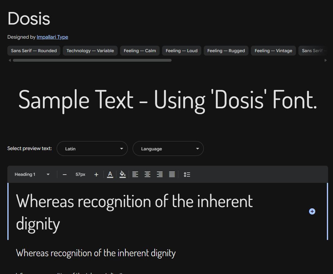 Image sample preview for text using Dosis font family