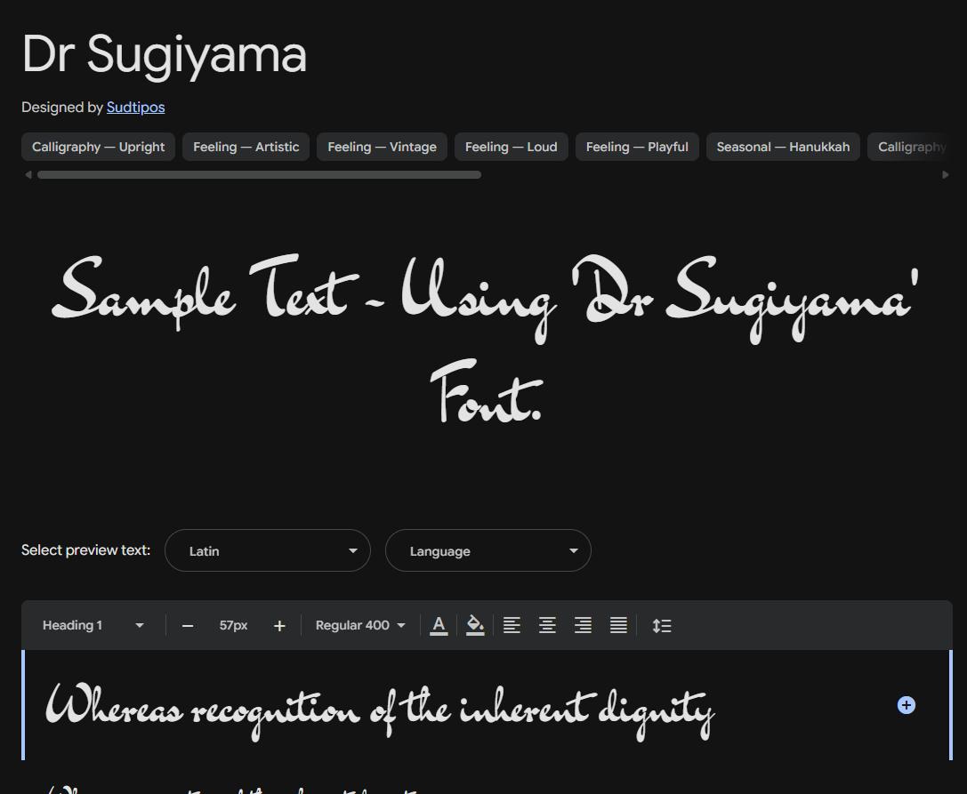 Image sample preview for text using Dr Sugiyama font family