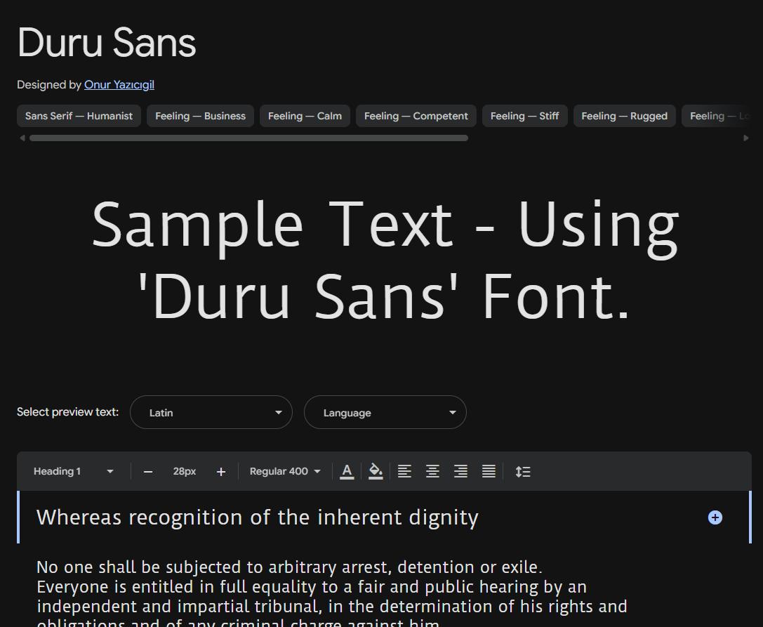 Image sample preview for text using Duru Sans font family
