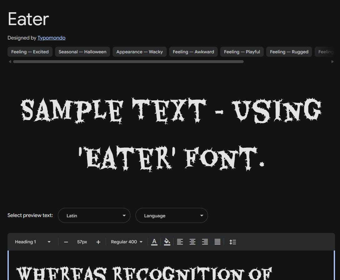 Image sample preview for text using Eater font family