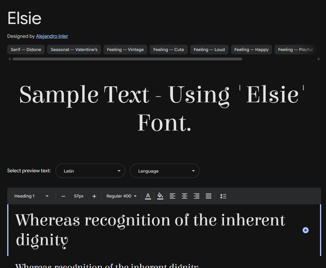 Image sample preview for text using Elsie font family