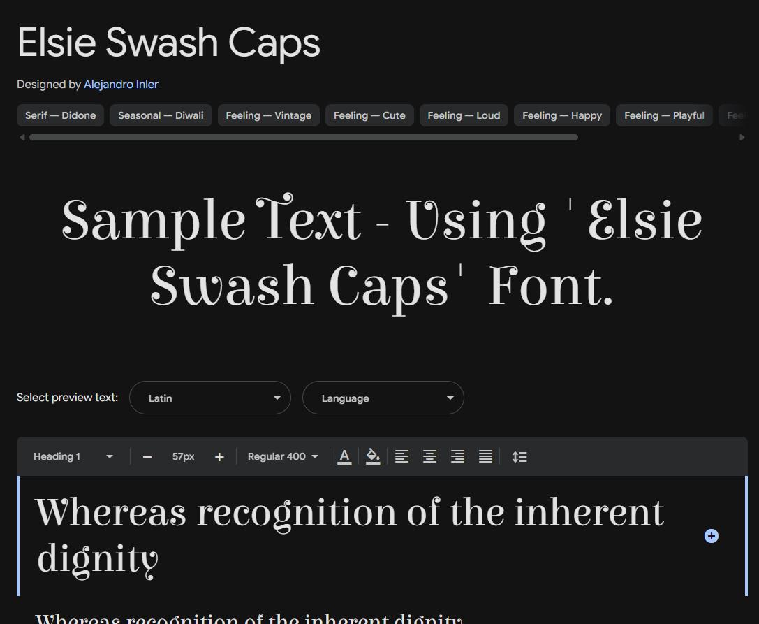 Image sample preview for text using Elsie Swash Caps font family