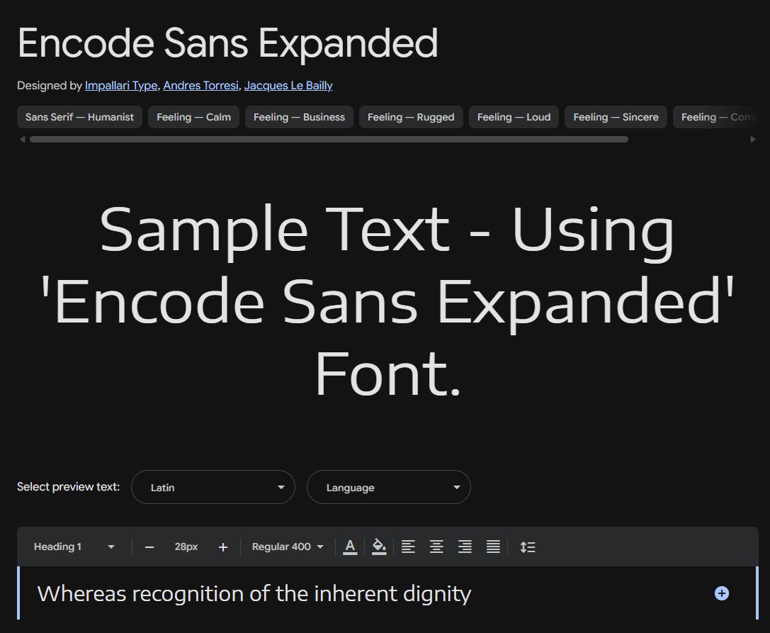 Image sample preview for text using Encode Sans Expanded font family