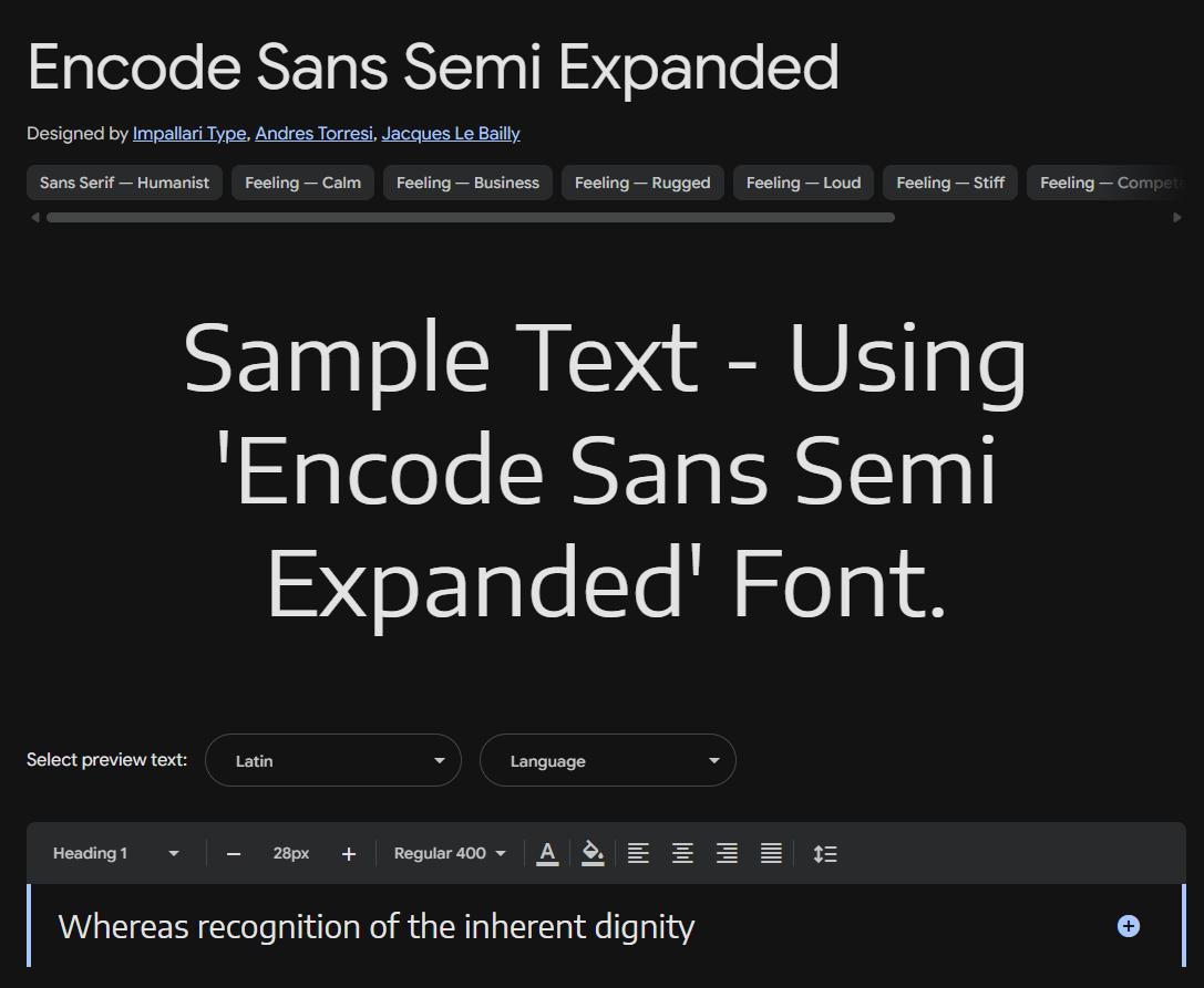 Image sample preview for text using Encode Sans Semi Expanded font family