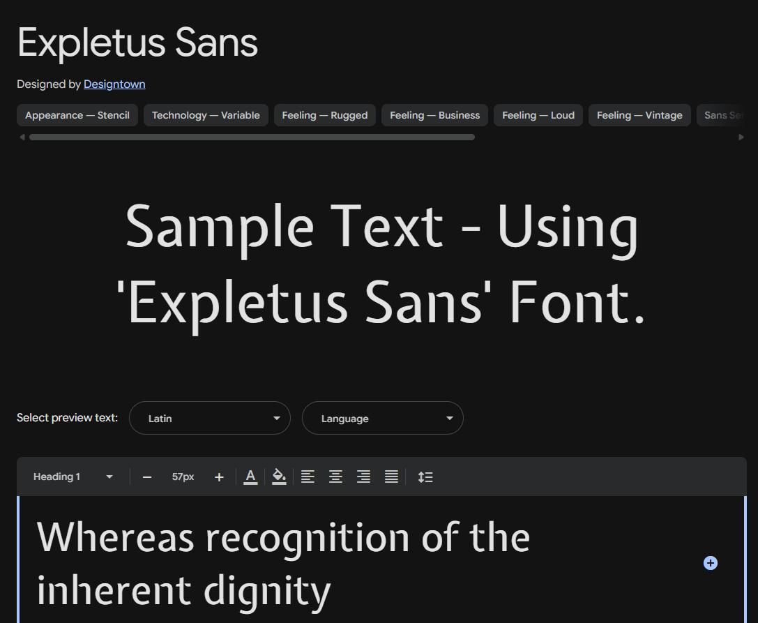 Image sample preview for text using Expletus Sans font family