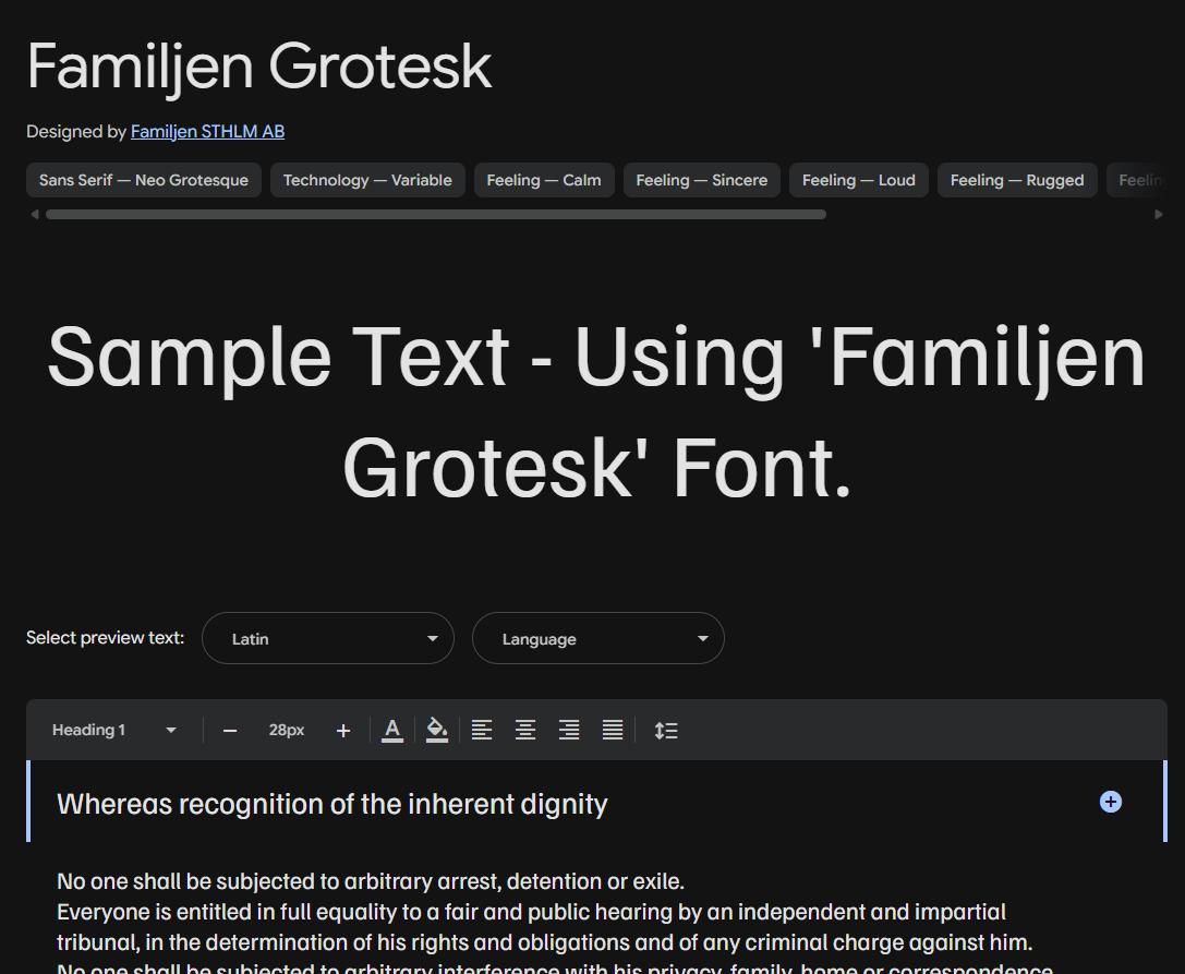 Image sample preview for text using Familjen Grotesk font family