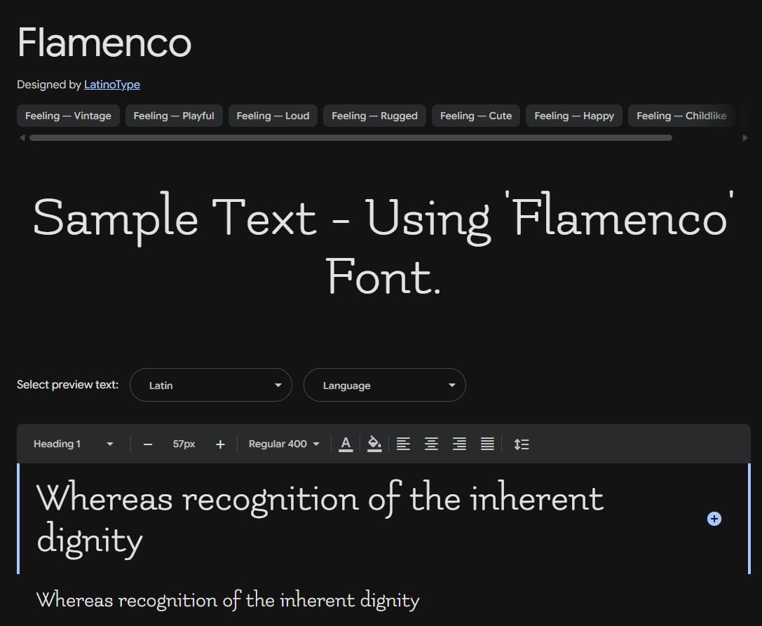 Image sample preview for text using Flamenco font family