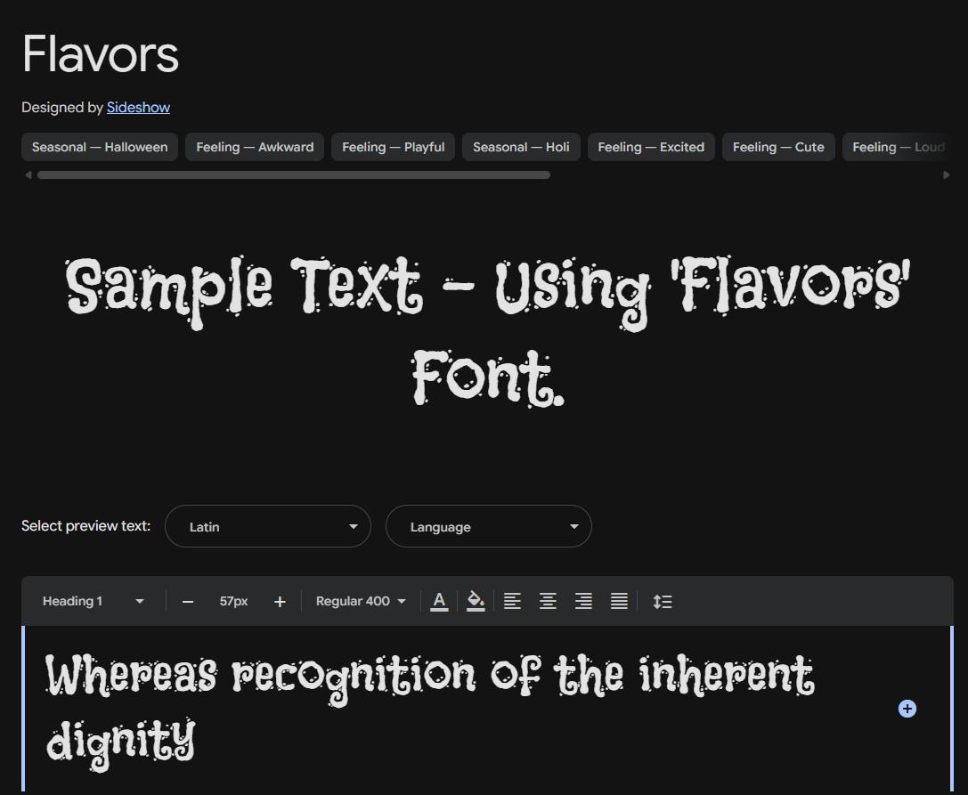 Image sample preview for text using Flavors font family
