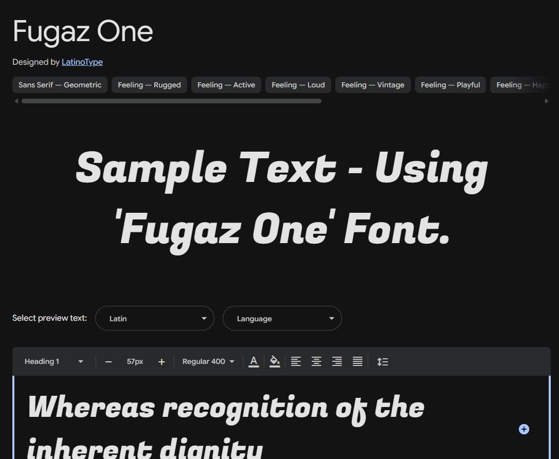Image sample preview for text using Fugaz One font family