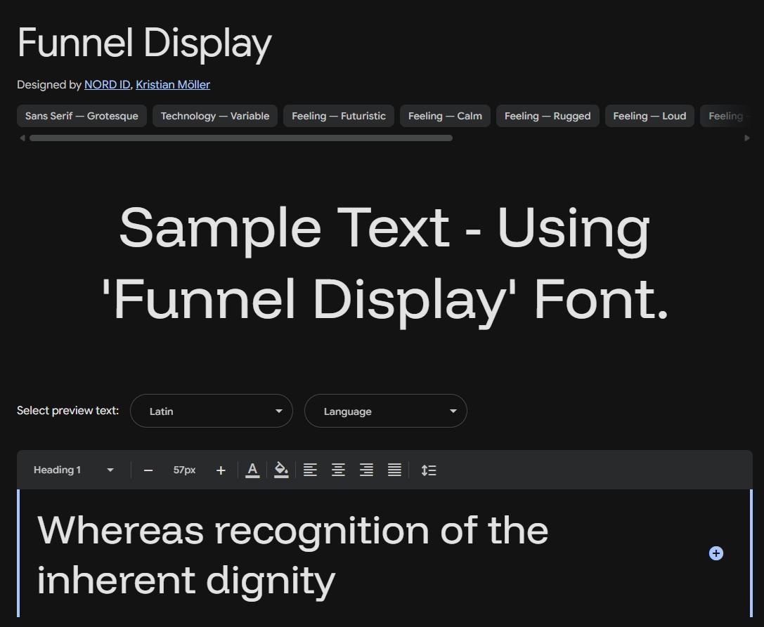 Image sample preview for text using Funnel Display font family