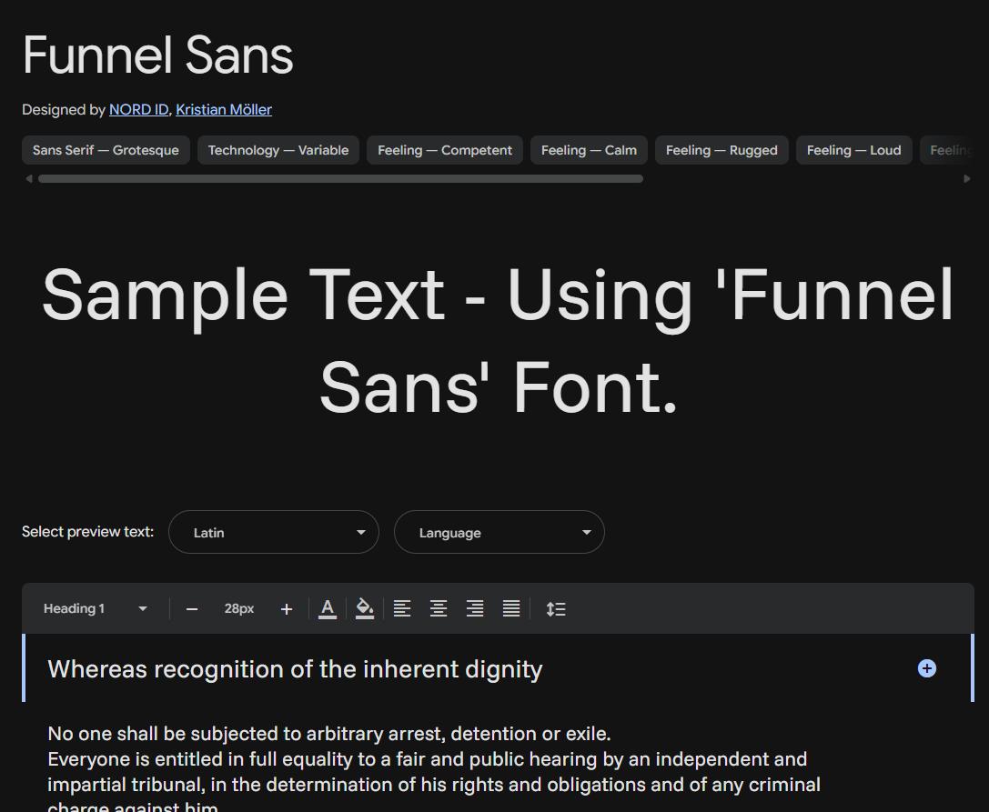 Image sample preview for text using Funnel Sans font family