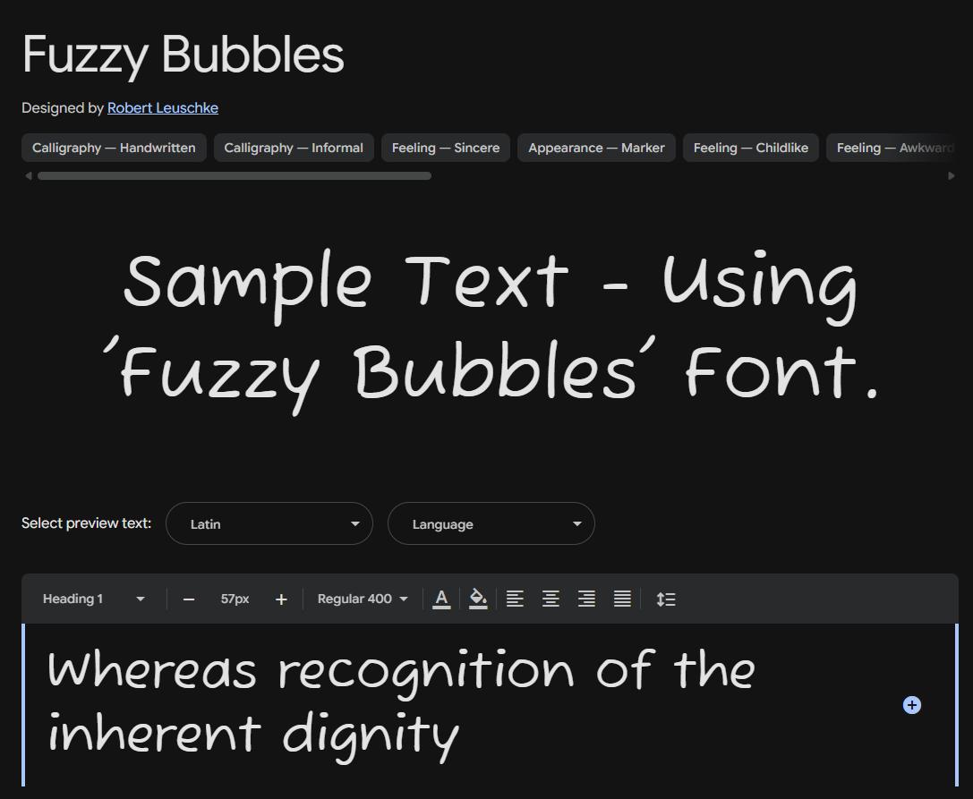 Image sample preview for text using Fuzzy Bubbles font family