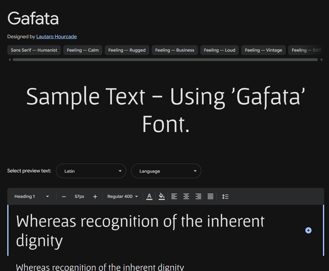 Image sample preview for text using Gafata font family
