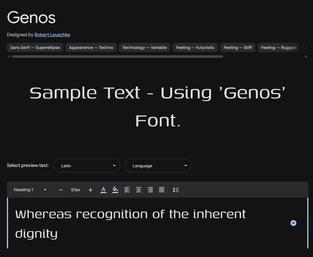 Image sample preview for text using Genos font family