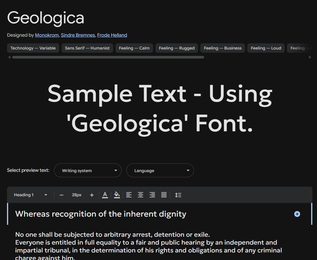 Image sample preview for text using Geologica font family