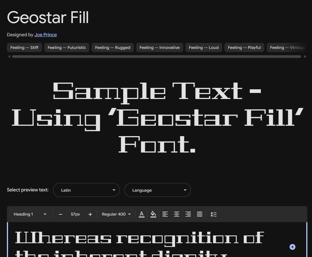 Image sample preview for text using Geostar Fill font family